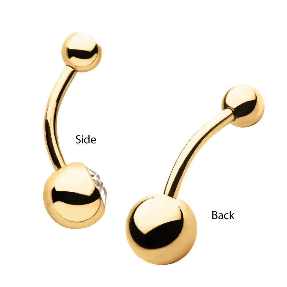 24Kt PVD Gold Titanium Navel - Clear