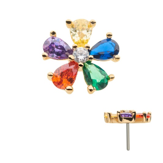 Invictus 14Kt Gold Rainbow Flower Top